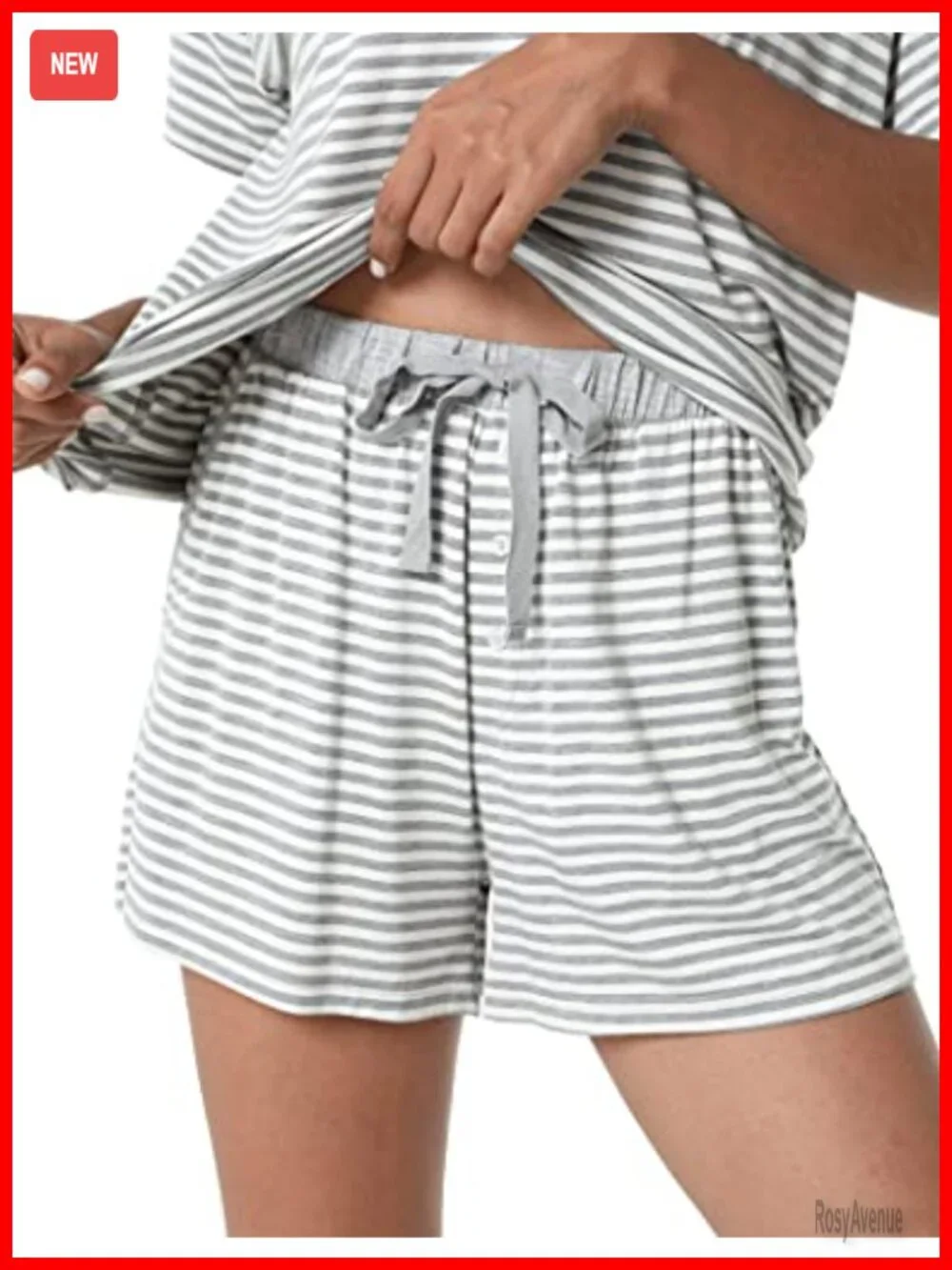 Women's Striped Pajama Set - Viscose from Bamboo Short Sleeve Sleep Shorts